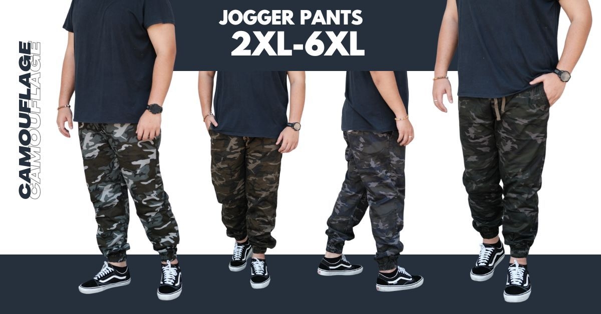 กางเกงจ็อกเกอร์ ลายพราง ผู้ชายอ้วน ไซส์ใหญ่ (Jogger Pants) 2XL , 3XL , 4XL , 5XL , 6XL #E223