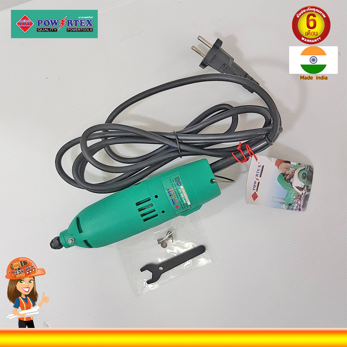 POWERTEX เครื่องเจียรแกน คอสั้น ปากจับ 3มิล 105W รุ่น PPT-GD-10