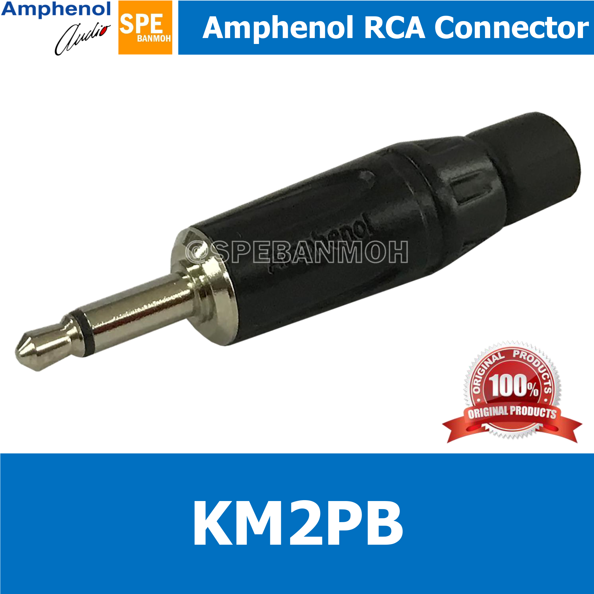 KM2PB ปลั๊กมินิ 3.5 แจ็คโทรศัพท์ ปลั๊กโทรศัพท์ แจ็ค 3.5 หัว 3.5 mm สเตอริโอ Amphenol Mini Phone Plugs 3.5mm. Mini Phone Plugs 3.5mm. K-Series Mono Black Finish (หัวเงิน)