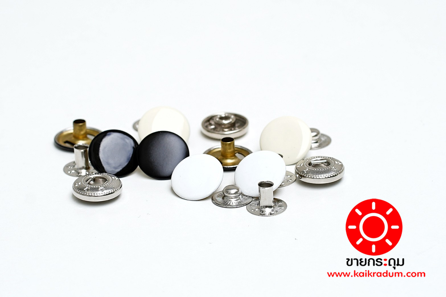 กระดุมแป๊ก VT6 ขนาดกระดุม 15 มิลลิเมตร เนื้อทองเหลืองแท้ ไม่เป็นสนิม สีเงิน 10 ชุด (40ชิ้น )