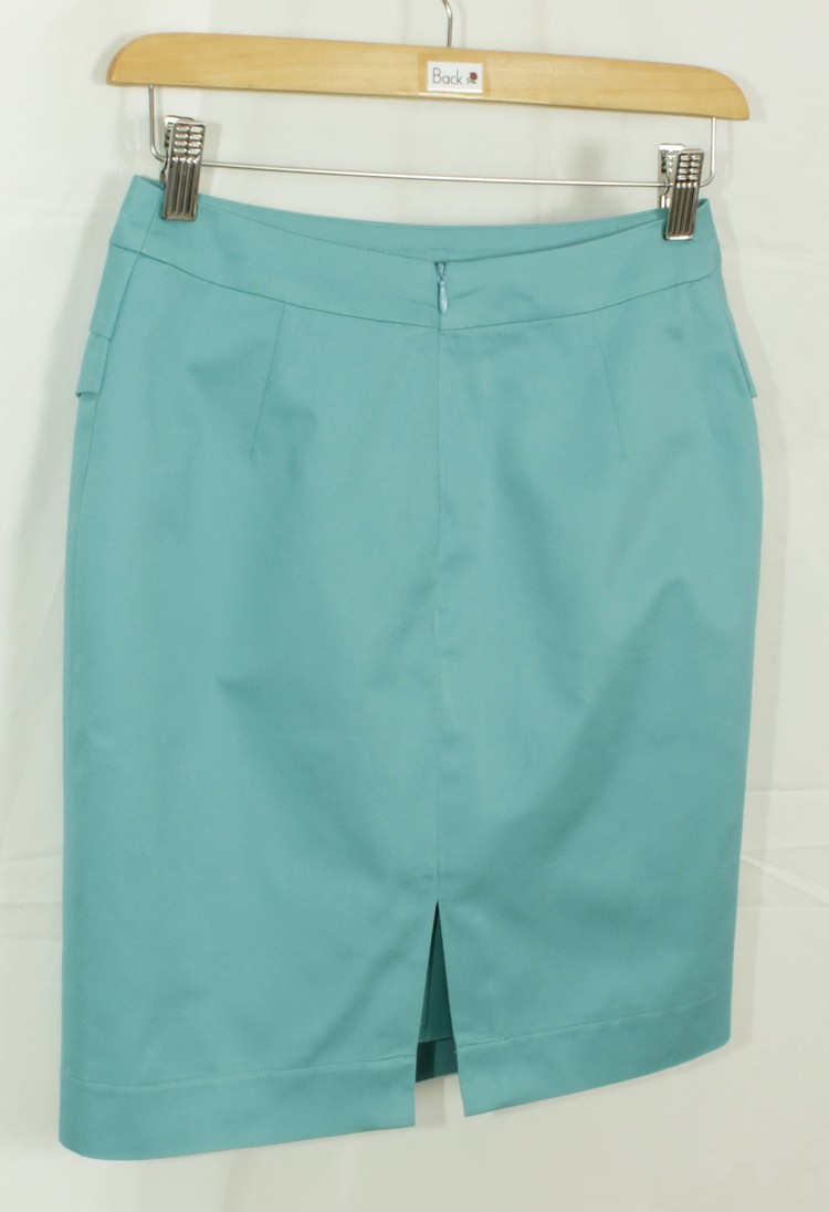 กระโปรงแฟชั่น&ทำงาน ทรงสอบจับจีบซ้อนกัน ผ้าคอตต้อนสีฟ้า / SK-101