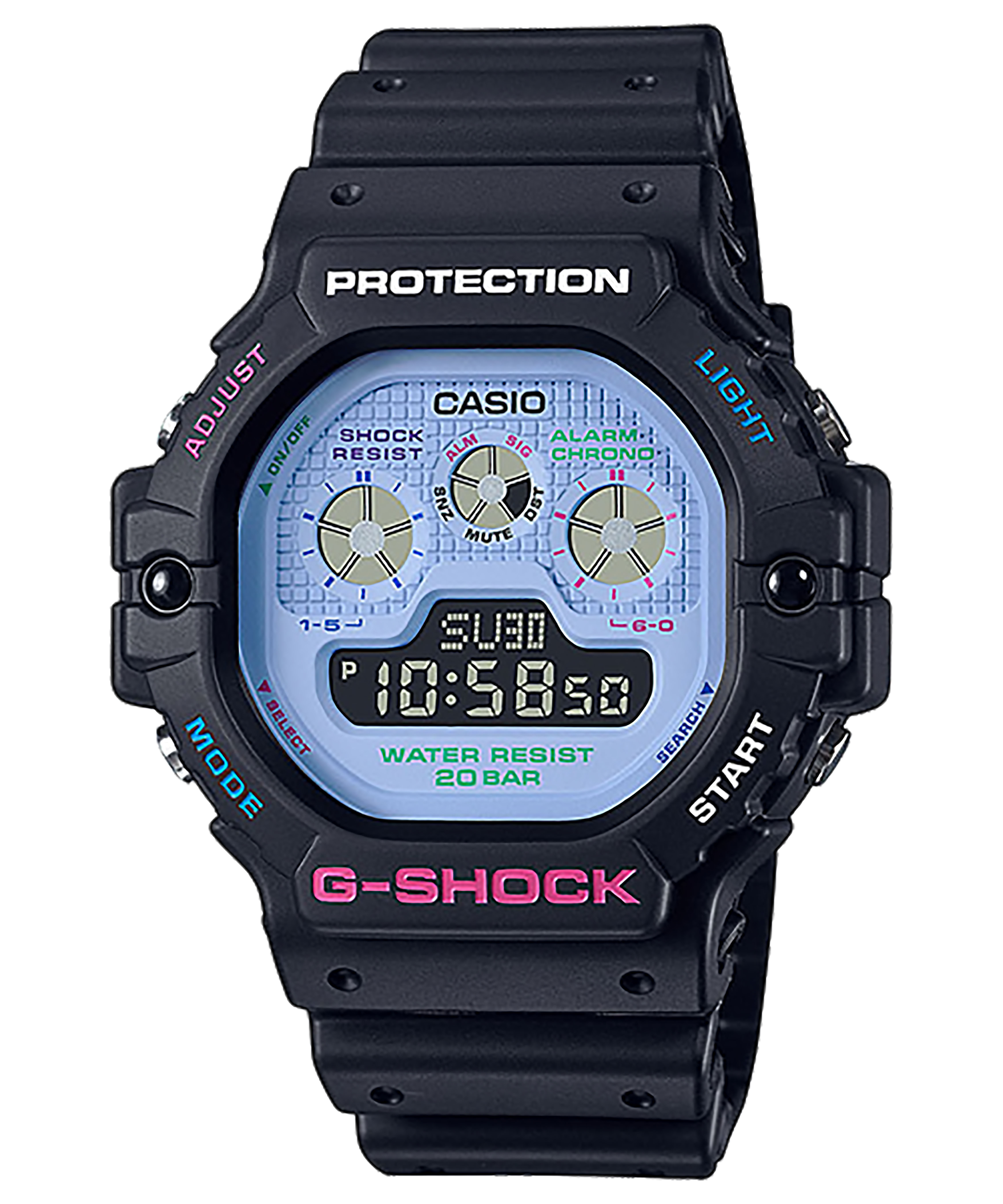CASIO G-SHOCK รุ่น DW-5900DN-1DR สีดำ จอฟ้า สินค้าใหม่ ของแท้ รับประกันศูนย์ CMG