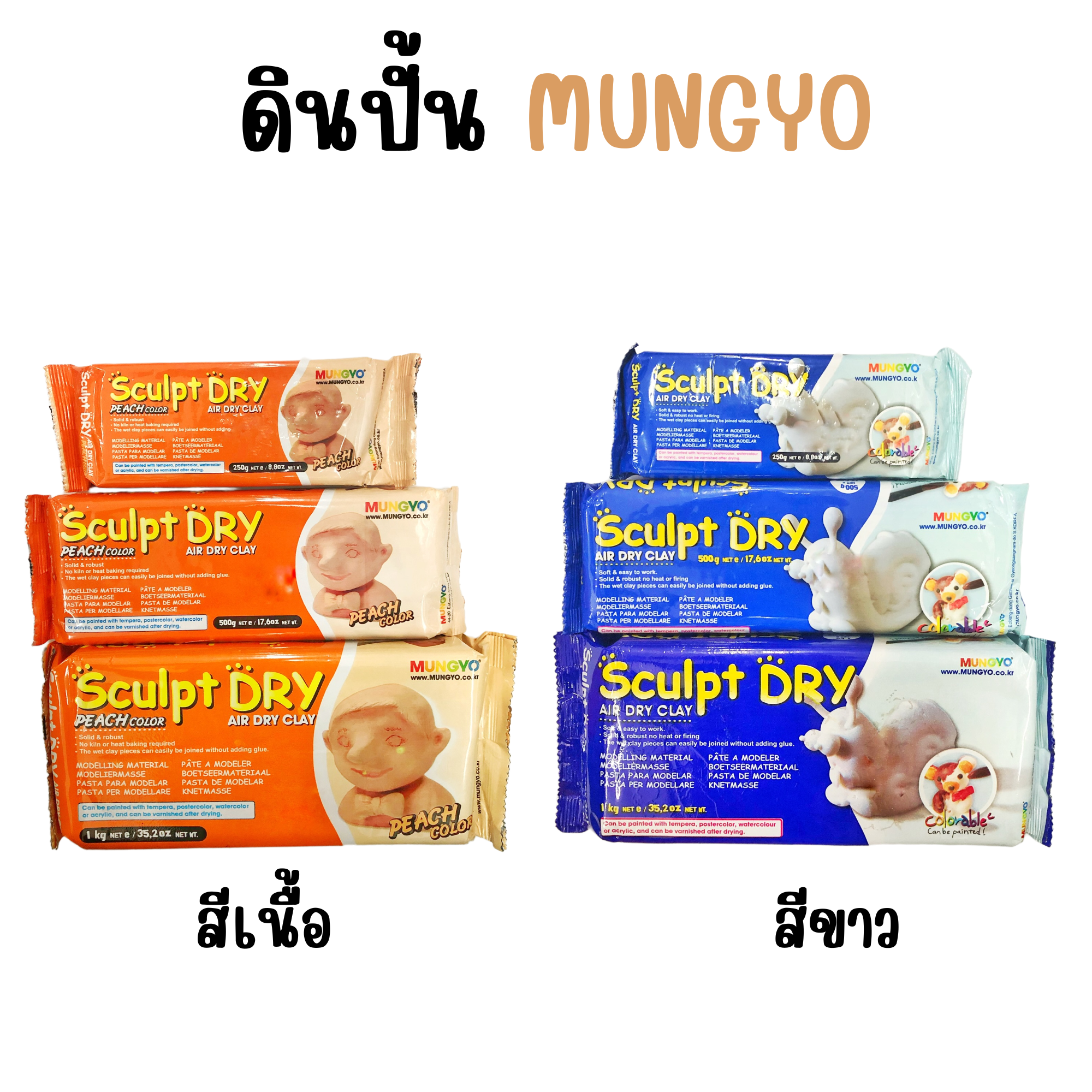 ดินปั้น MUNGYO สีเนื้อ สีขาว DG Arts ดีจีอาร์ต