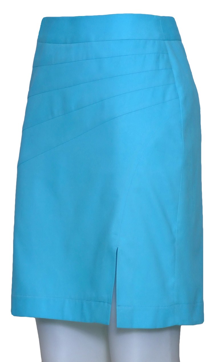 SK-087 กระโปรงแฟชั่น กระโปรงตัดต่อ ผ้าคอตต้อนญี่ปุ่นสีฟ้า