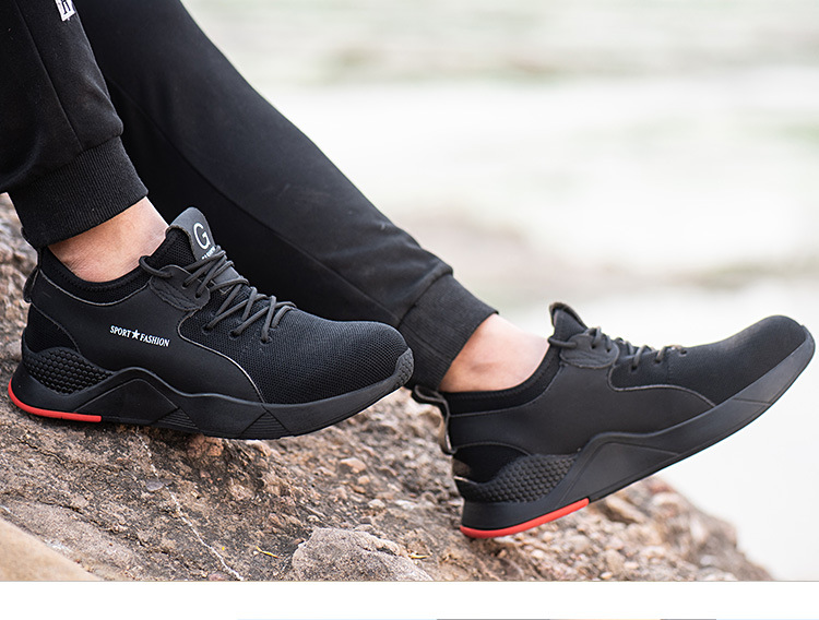 HOT SPORT NO.4 รองเท้าเซฟตี้ ผ้าใบผสมหนัง ดีไซส์สวย ทันสมัย หัวเหล็ก พื้นยางกันลื่น