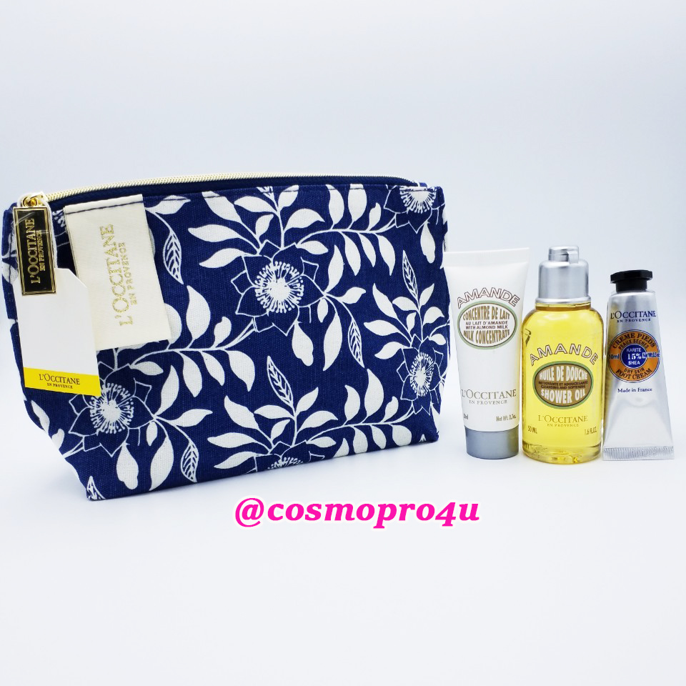 (set) LOCCITANE 3 ชิ้น เล็ก + กระเป๋ากรมท่า : Shower Oil 50ml, Milk Concentrate 20ml + ครีมเท้า 10ml ล็อคซิทาน อัลมอนด์ อาบน้ำ+บำรุง