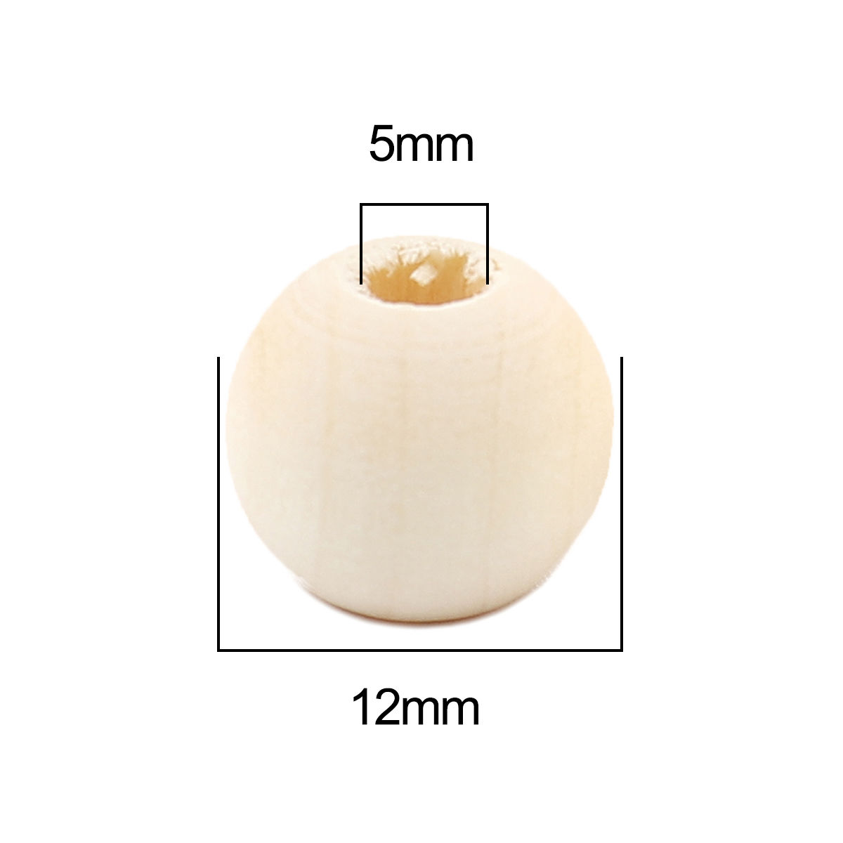 ลูกปัดไม้ธรรมชาติ Hinoki ผิวเรียบ เม็ดกลม รูใหญ่ สีไม้ธรรมชาติ สำหรับงาน DIY เลือกขนาด