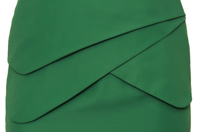 SK-081 กระโปรงทรงสอบ ผ้า japan silk สีเขียวมิ้นท์ กระโปรงเย็บพับสลับซ้อนกัน 3 ชิ้น