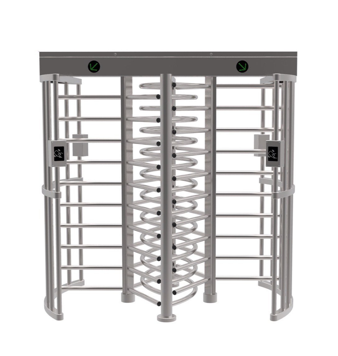 ประตูหมุนสแตนเลส ประตูหมุนสแกนบัตรเข้าออก ประตูหมุนผลัก Full Height Turnstile