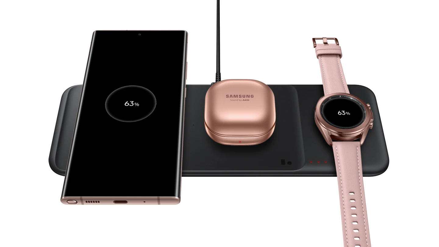 SAMSUNG Wireless Charger Trio (3 in 1) แท่นชาร์จไร้สายที่ชาร์จได้ 3 อุปกรณ์พร้อมกัน สินค้ารับประกัน 6 เดือน