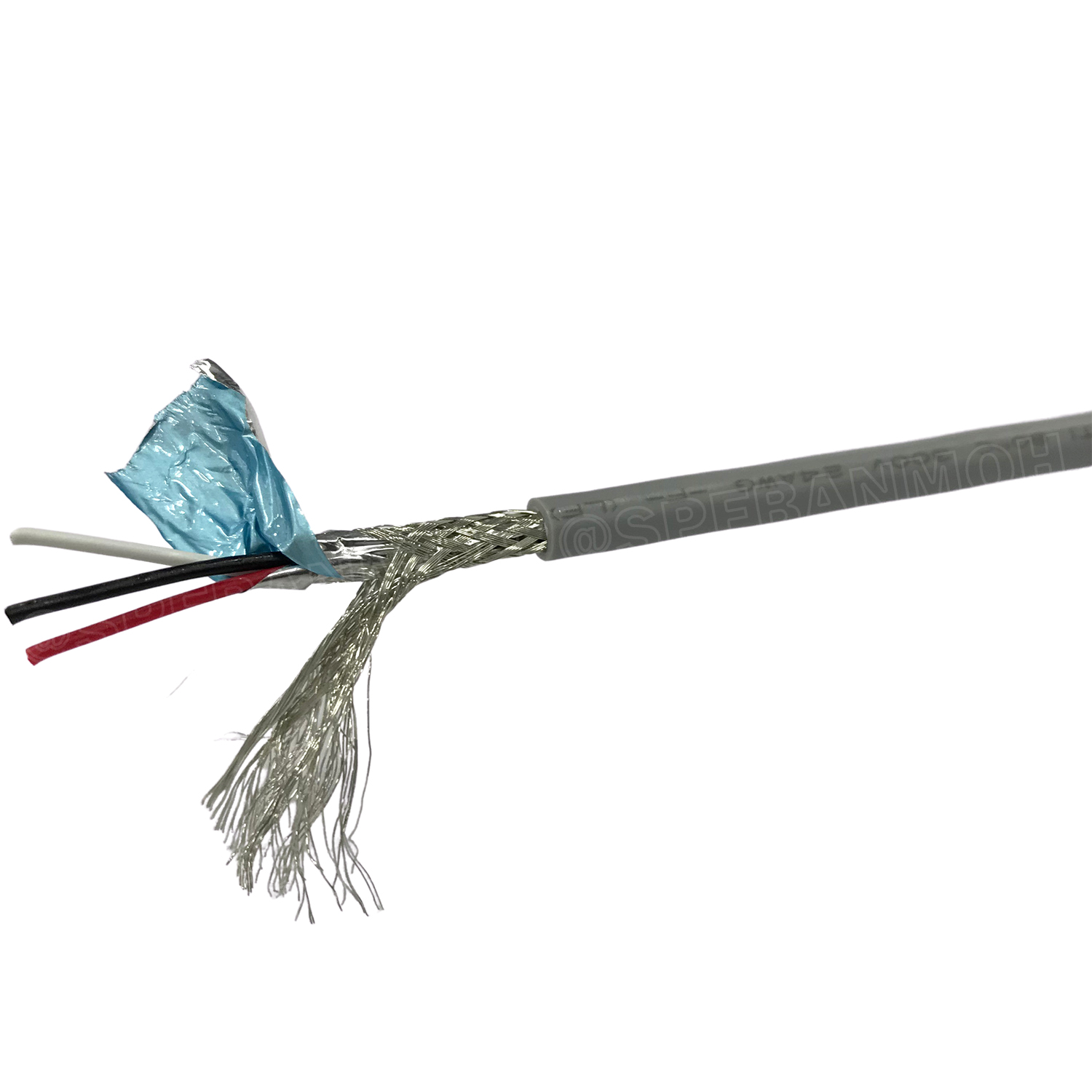 [ 100 เมตร ] TW-2464-BS-24AWG-03C สีเทา Grey สายมัลติคอร์ 3 คอร์ ขนาด 24AWG 3C x 24AWG UL2464 300V 80°C AWG24 สายชีลรอบ Braid Shielded Multicore Cable 3C Computer Cable TCU Tinned Stranded Copper AWM 2464 24AWG VW-1 80°C 300V E150612 Thai Wonderful