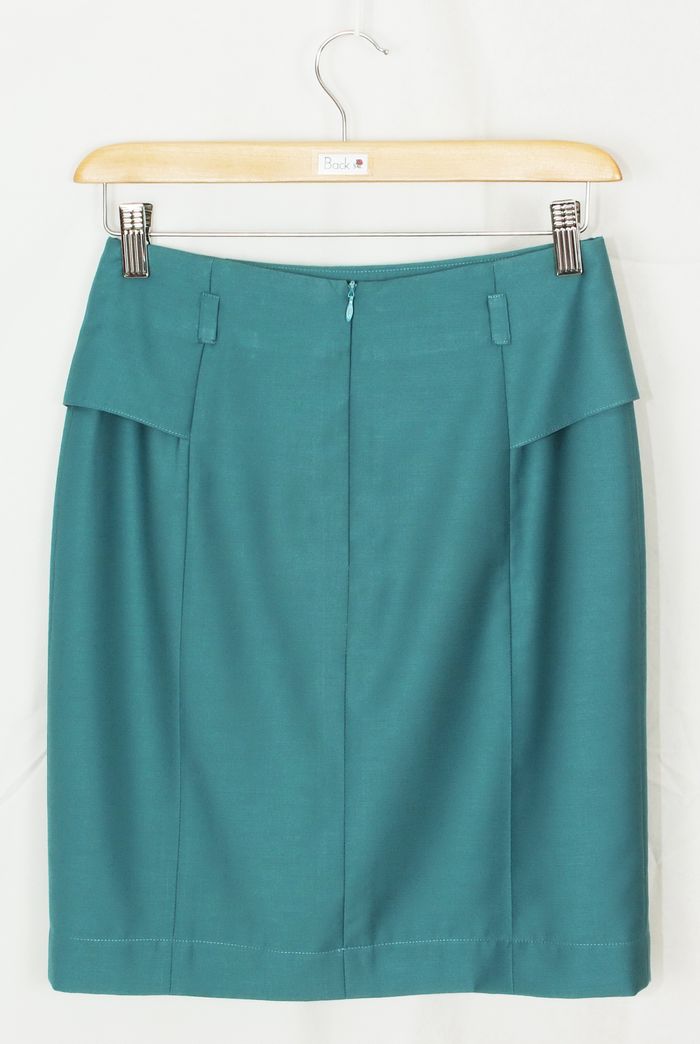 กระโปรงแฟชั่น&ทำงาน กระโปรงทรงสอบแต่งระบาย ผ้าคอตต้อนญี่ปุ่นสีฟ้าน้ำทะเล /SK-093