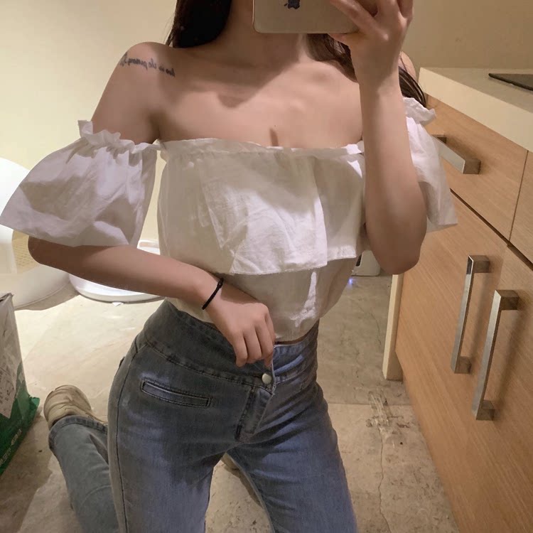 Crop top เสื้อครอปสั้นยางยืดจั้มพ์เอว