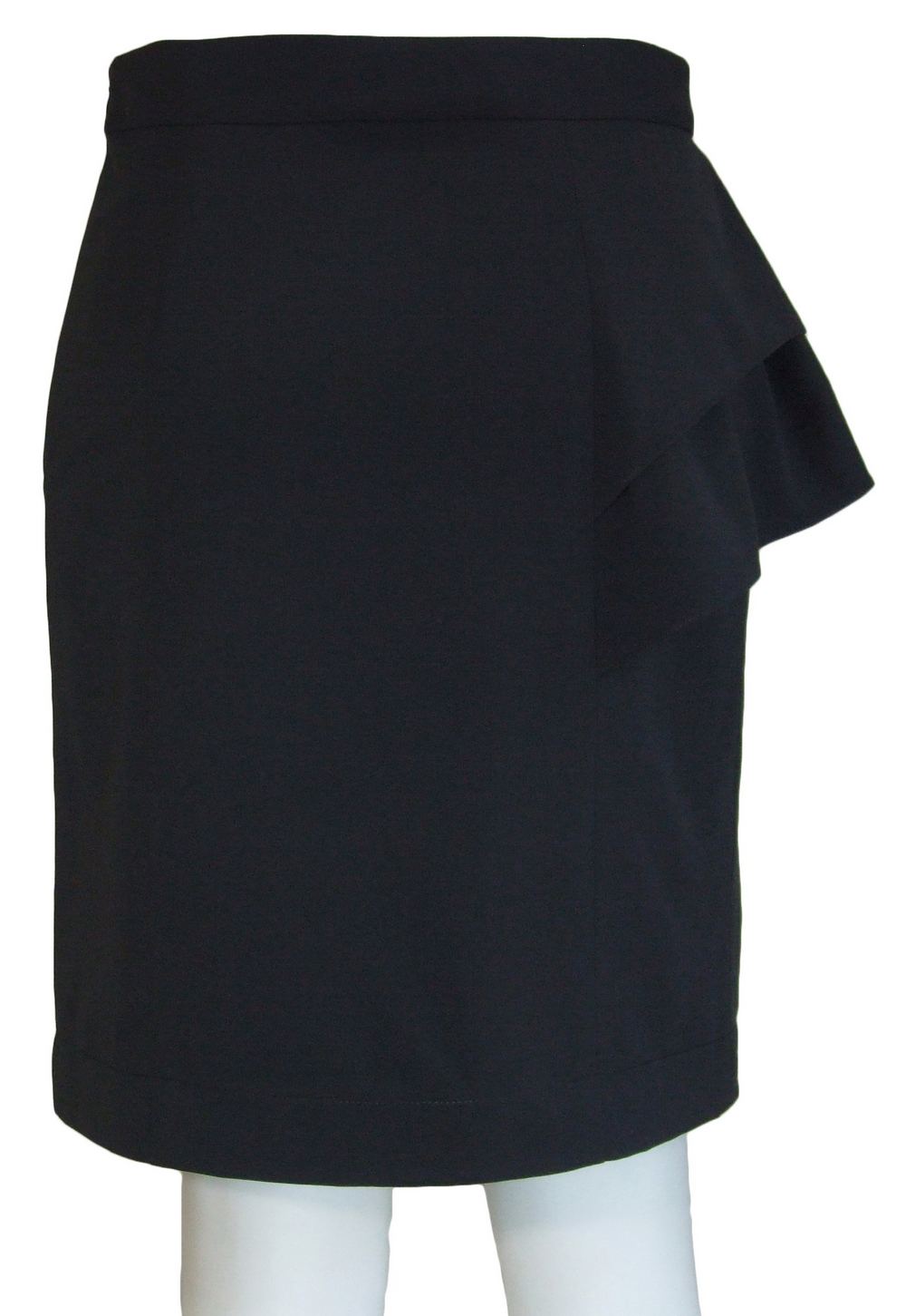 SK-076 กระโปรงทรงสอบ ผ้าไหมอิตาลีสีดำ แต่งระบายไล่ระดับ ลายผ้าสวยค่ะ