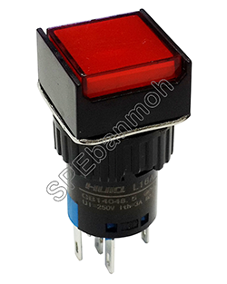 L16A-002-5P-D 12V สวิทช์กดติด-ปล่อยดับ (Momentary) ∅16mm สีแดง