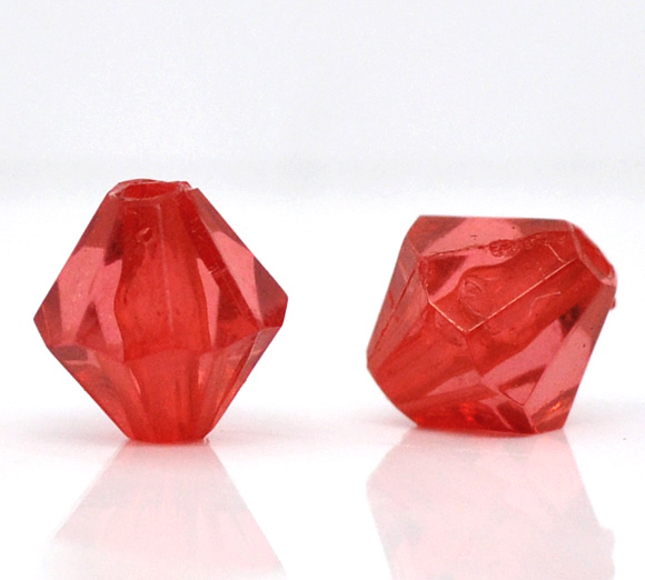 ลูกปัดอะครีลิคไบคอนเหลี่ยมเจีย ขนาด 8x8mm แพ็ค 100 เม็ด