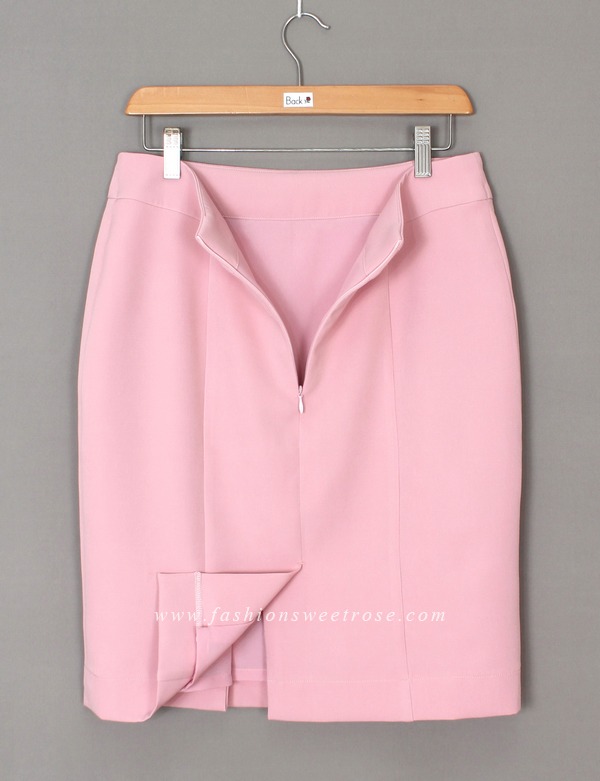 SK-446 กระโปรงแฟชั่น&ทำงาน ทรงสอบ ผ้า Double Twist สีชมพู
