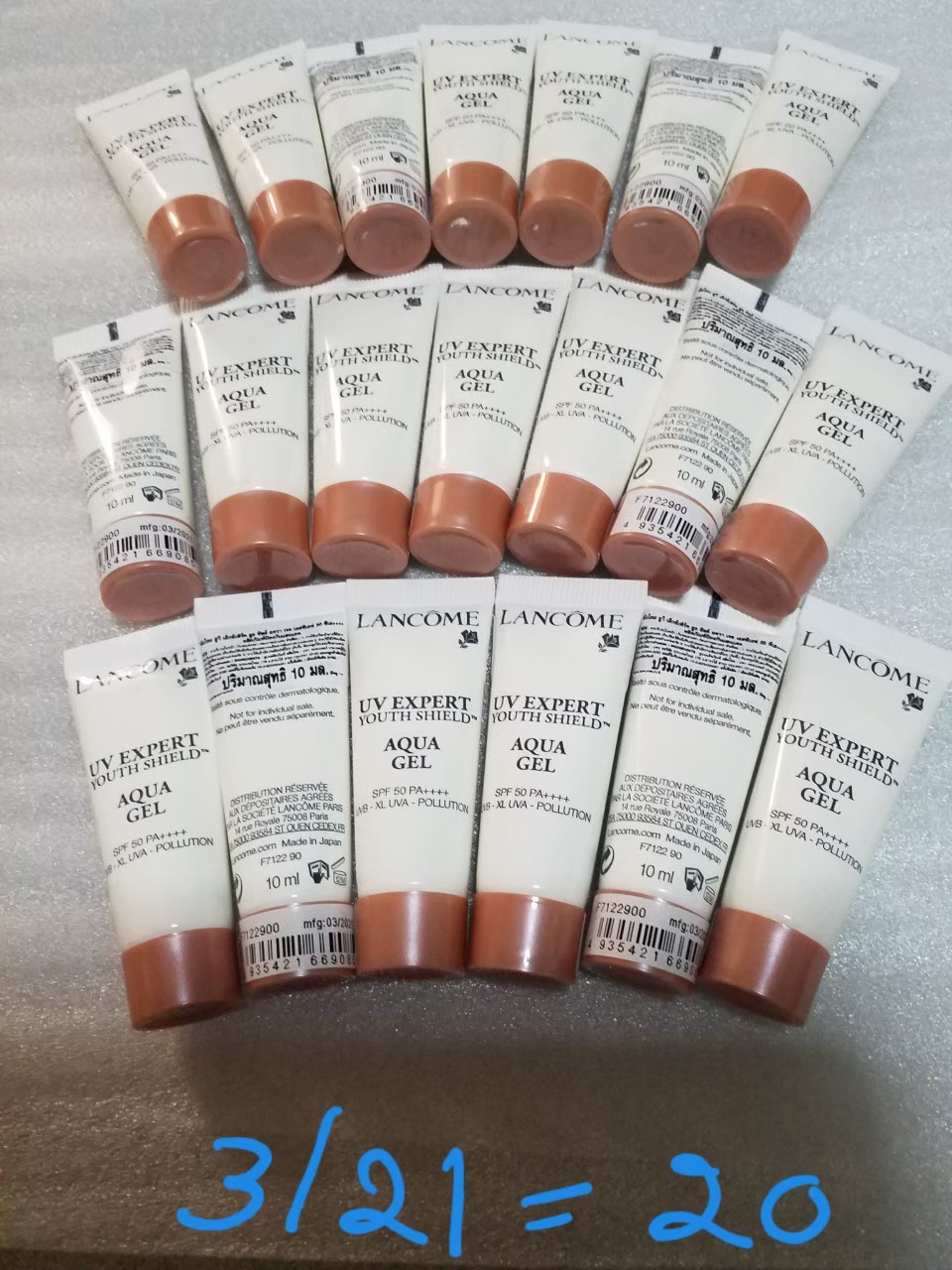 กันแดด คุมมัน LANCOME UV Expert Youth Shield Aqua GEL SPF 50 PA++++ 10ml ฉลากไทย ลังโคม เนื้อเจล บางเบา ไม่มีสี ฝาน้ำตาล