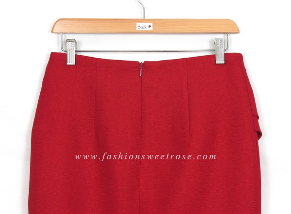 SK-426 กระโปรงแฟชั่น&ทำงาน ทรงสอบ ผ้า CHANEL สีแดงเลือดนก