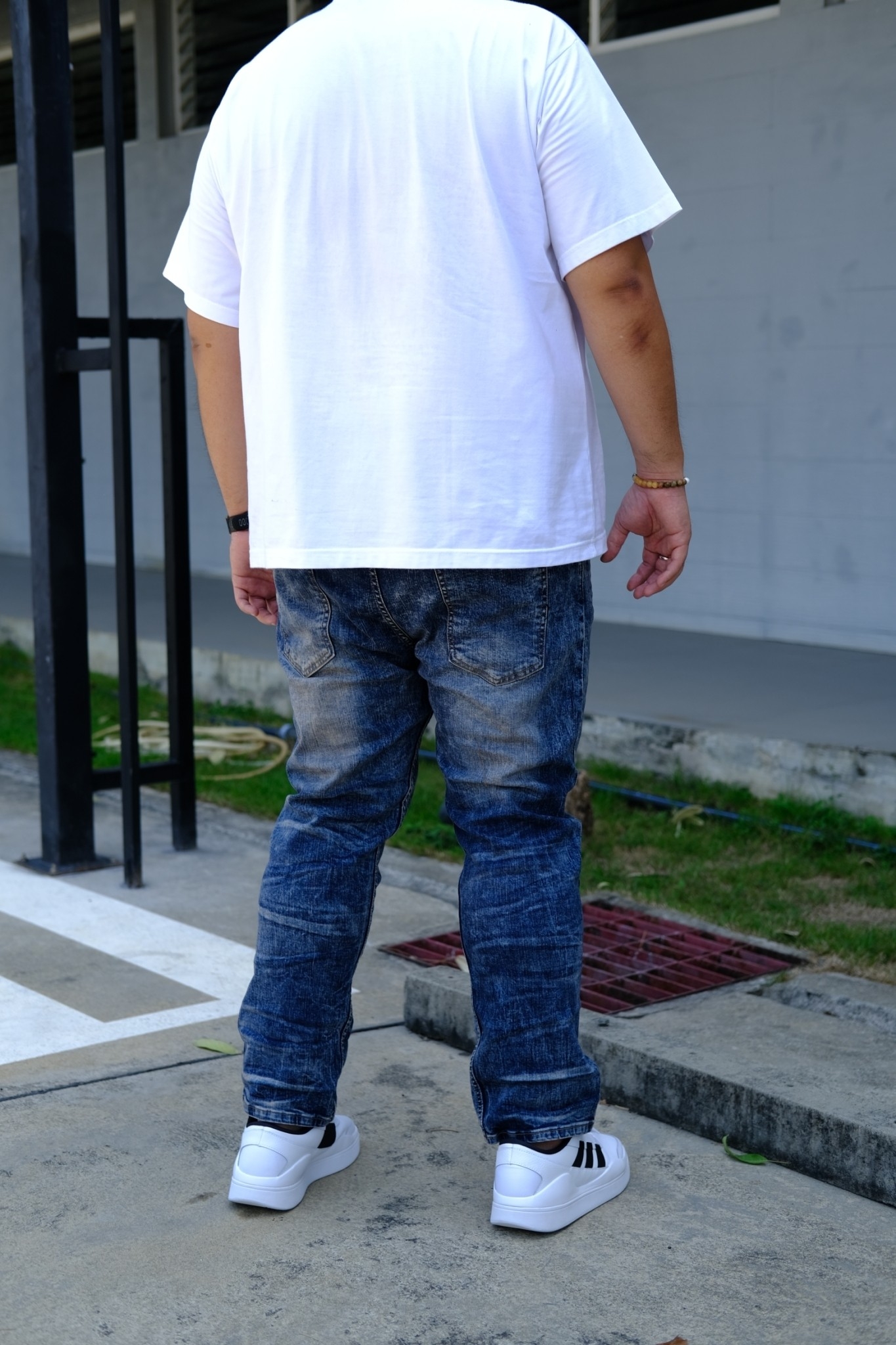 กางเกงยีนส์ขายาว ทรงกระบอกเล็ก สียีนส์ฟอก ผ้ายืด เป้าซิบ สำหรับผู้ชายอ้วน #JL-012 ไซส์ใหญ่ 42-50