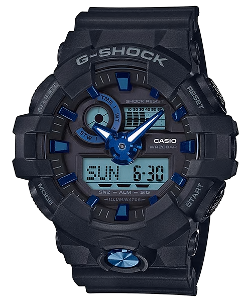 CASIO G-SHOCK รุ่น GA-710B-1A2DR สีดำ น้ำเงิน สินค้าของเเท้ รับประกันศูนย์ CMG
