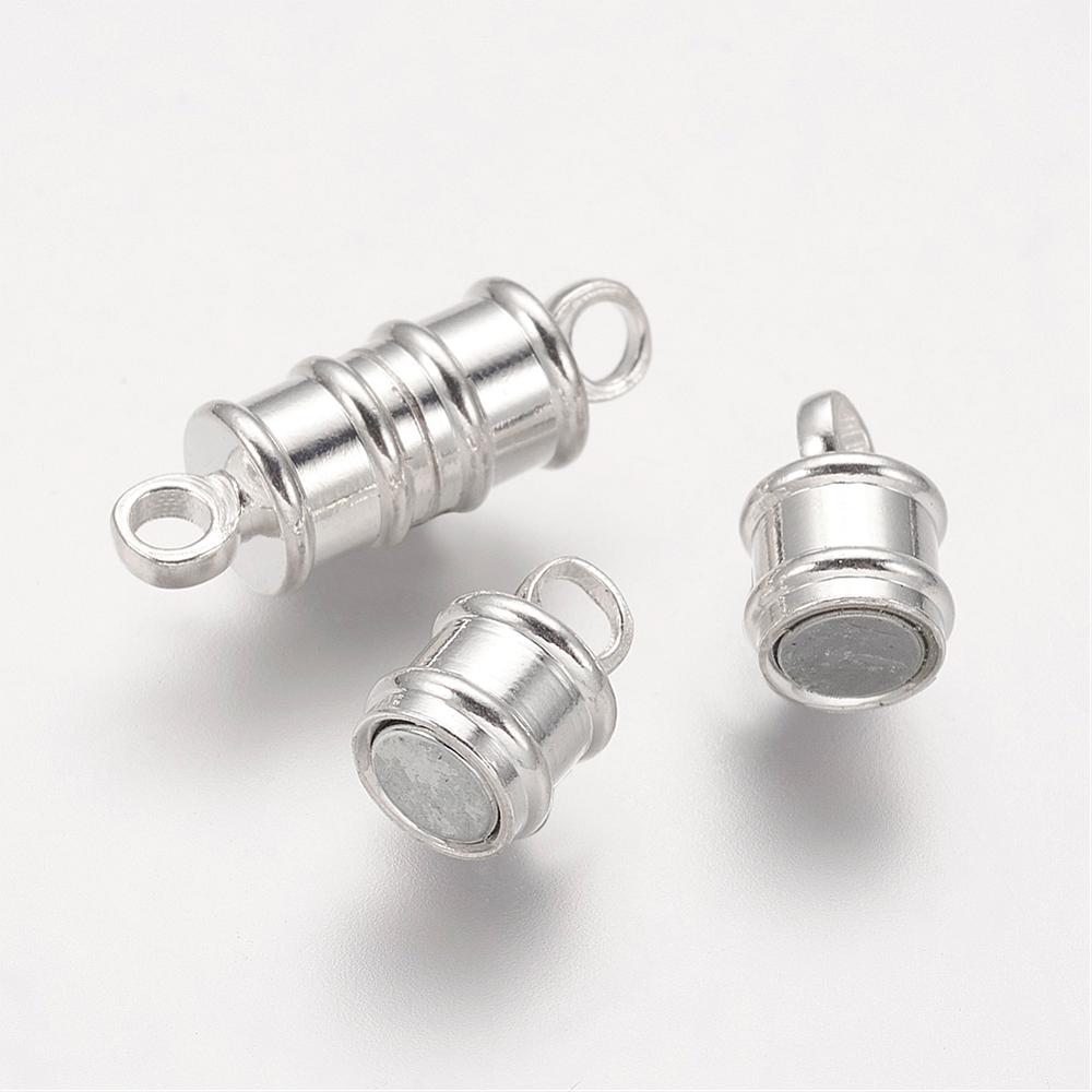 ตะขอสำหรับเชื่อม แม่เหล็กเนื้อทองเหลือง สีเงิน ขนาด 17x6mm รู 2mm จำนวน 10 เซต