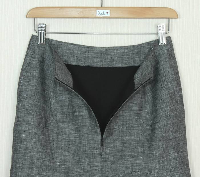 SK-247 กระโปรงแฟชั่น&ทำงาน ทรงย้วย ผ้าลินินญี่ปุ่นเชมเบ้โทนดำ มีลายในตัว