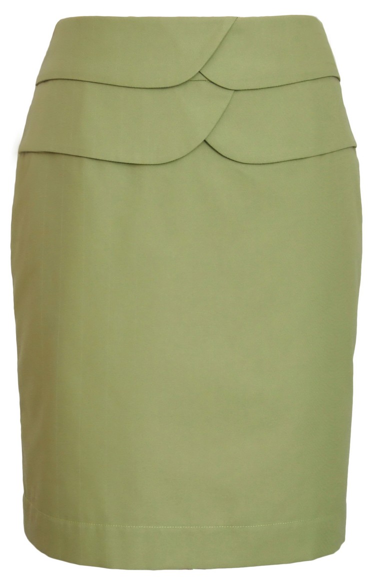 SK-096 กระโปรงแฟชั่น&ทำงาน ทรงสอบ ผ้าคอตต้อนญี่ปุ่นผสมสเปนเดคสีเขียว