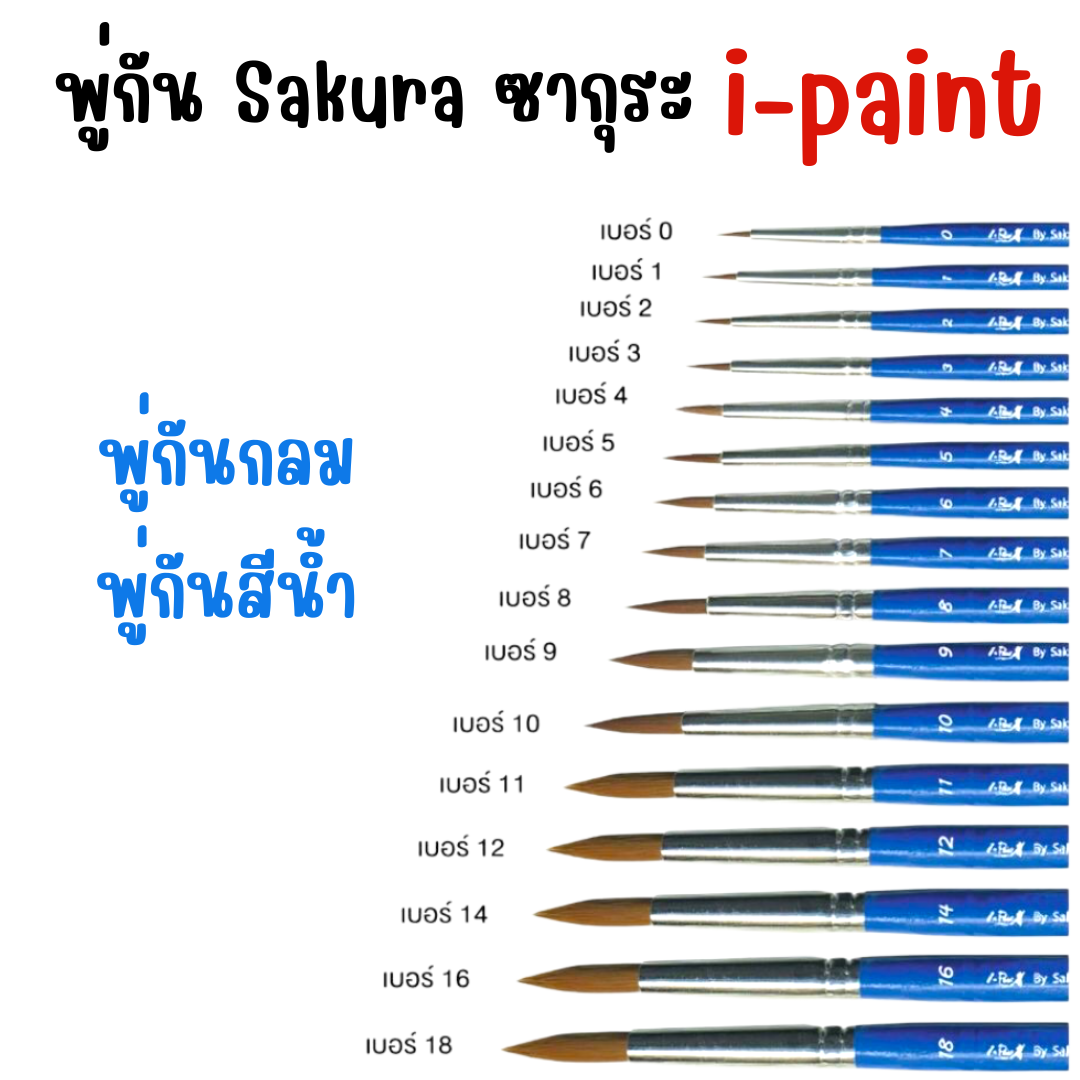 พู่กัน Sakura ซากุระ i-paint ระบายสี พู่กันกลม พู่กันสีน้ำ
