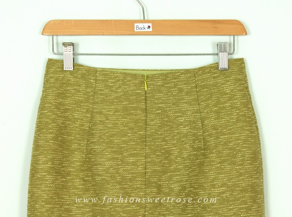 SK-460 กระโปรงทรงดินสอ ผ้า CHANEL JAPAN สีเขียว