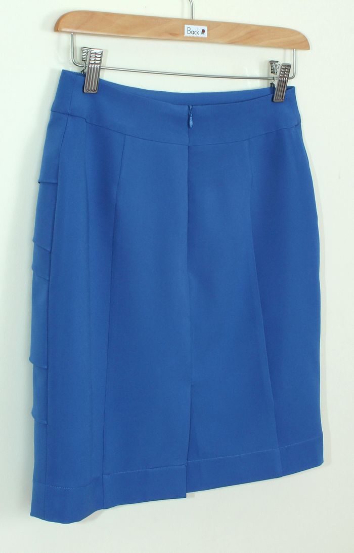 กระโปรงแฟชั่น&ทำงาน ทรงสอบ ผ้าไหมอิตาลีสีฟ้าน้ำทะเล / SK-255