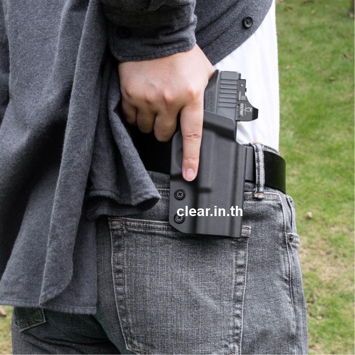 ซองพกนอก Kydex OWB Paddle Holster with red dot optics cut for Glock Glock G17/G19/34 Gen3-5 G17/G19/ Gen4 MOS G17/G19/G34 Gen5 MOS G19X G23 Gen3-4 G22 Gen3-4 G31 Gen3-4 G32 Gen3-4 G44 G45 G45 MOS version Right/Left Handed | WARRIORLAND