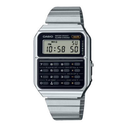 CASIO นาฬิกา เครื่องคิดเลข รุ่น CA-500WE-1ADF สีเงิน สายแสตนเลส สินค้าใหม่ ของเเท้ รับประกันศูนย์ CMG
