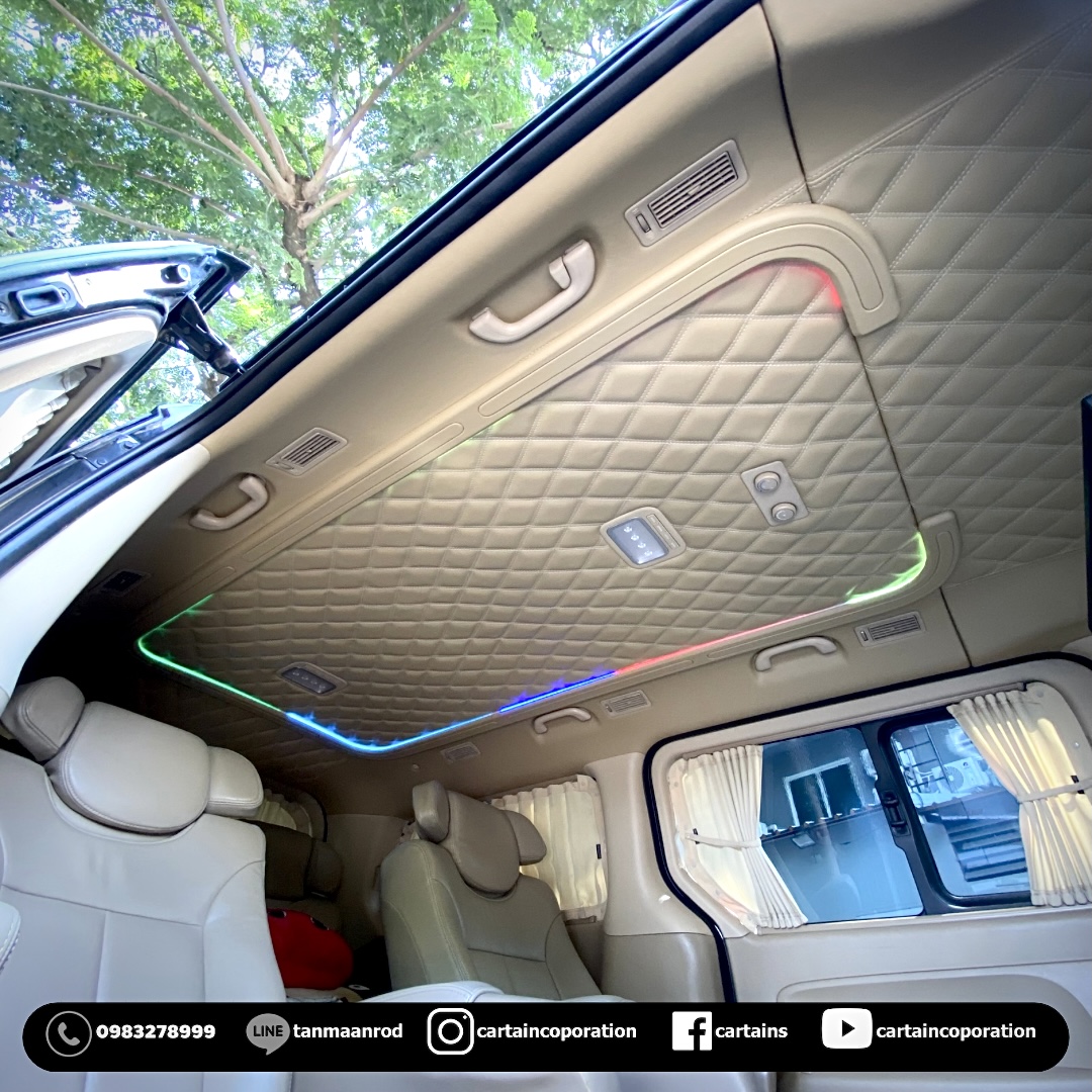 หุ้มหนังหลังคาลายตาราง พร้อมรางไฟ (LED Neon Flex