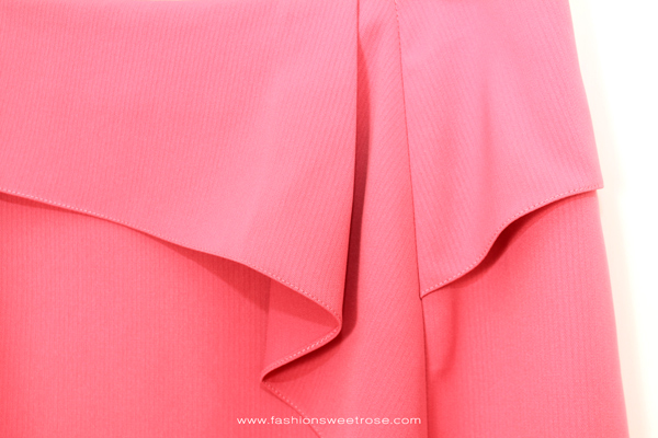 กระโปรงทรงสอบ แต่งระบายด้านหน้า ผ้าโพลีเอสเตอร์ สีชมพู Pink-Candy / SK-481