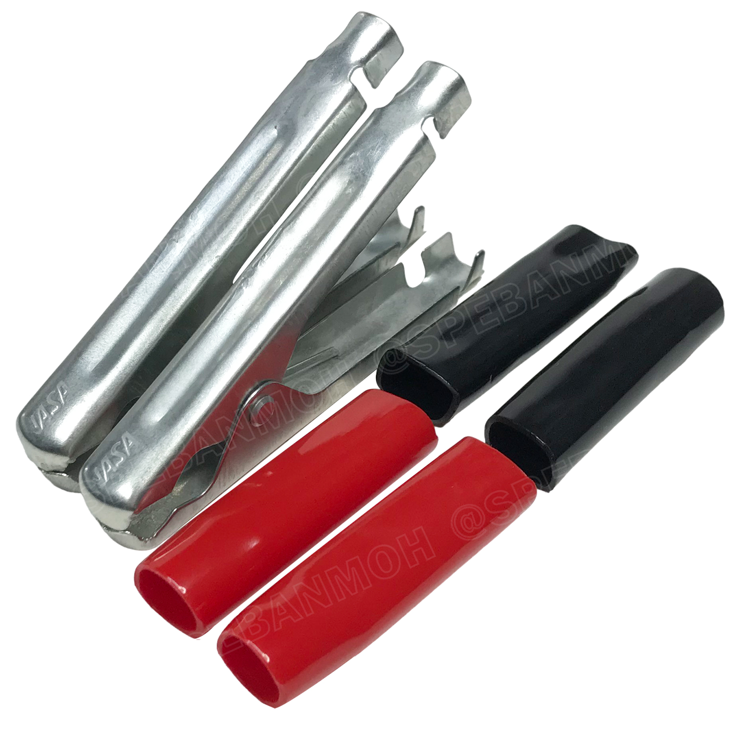 [ 3 คู่ ] AL-007 ปากคีบเหล็ก ชุบสารกันสนิม NASA ดำ-แดง ยาว 105mm อ้าได้ 15mm ปากคีบแบตเตอรี่ ดำแดง คีมคีบแบต ขนาดเล็ก 4นิ้ว Alligator Clip เข้าสายแบบบีบ ปากคีบจระเข้ ปากคีบแบตเตอรี่ ปากคีบขั้วแบต ปากคีบดำแดง คีมหนีบขั้วแบต