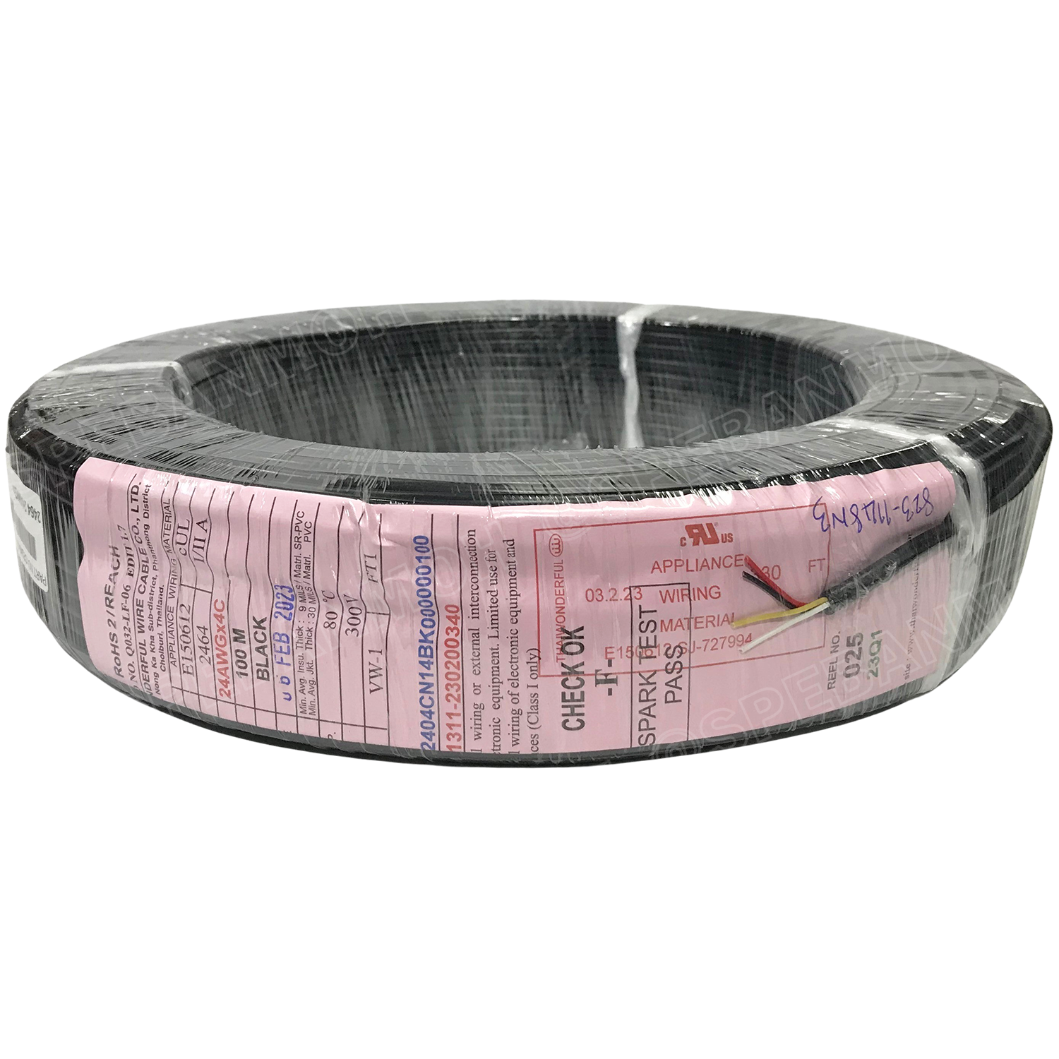 [ 100เมตร ] TW-2464-24AWG-4C สายมัลติคอร์ 4 คอร์ ขนาด 24AWG 4C x 24AWG UL2464 300V 80°C AWG24 เบอร์ 24 สาย 4 ไส้ สายฝอย 4 แกน สีเงิน Multicore Cable 4C Computer Cable TCU Tinned Stranded Copper AWM 2464 24AWG VW-1 80°C 300V E150612 Thai Wonderful FT1