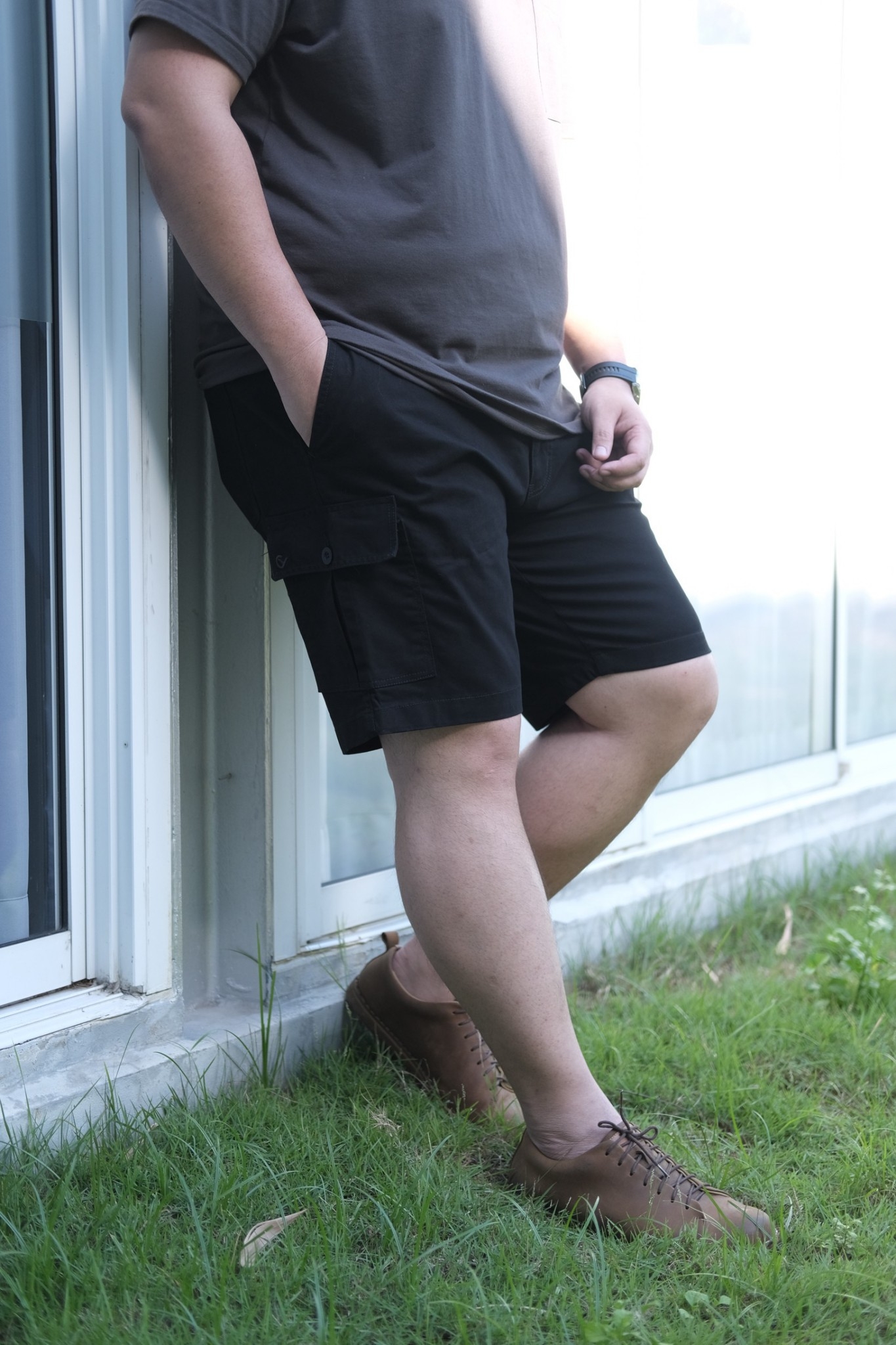 กางเกงคาร์โก้ ผ้าชิโน่ ขาสั้น สำหรับผู้ชายอ้วน ผ้ายืด3ส่วนใส่สบาย ไซส์ใหญ่ 40-48"