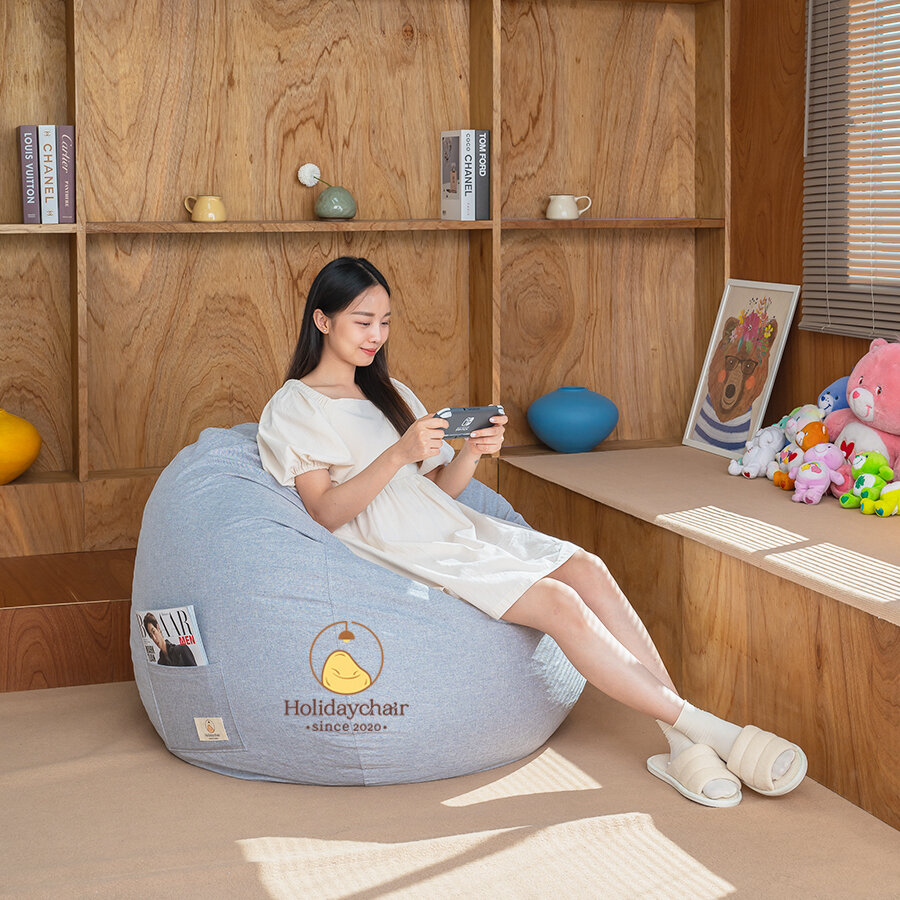 บีนแบค เก้าอี้เม็ดโฟม ทรงหยดน้ำ bean bag เก้าอี้บีนแบ็ก เบาะนั่งเม็ดโฟม เก้าอี้มินิมอล เก้าอี้นั่งเล่น เบาะนั่งเล่น บีนแบ็ก โซฟาบีนแบค โซฟานั่งพื้น (ไม่รวมที่วางเท้า) รุ่น HCS-001