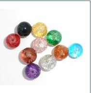 ลูกปัดแก้วเม็ดกลมมีลายเป็นรอยแตกด้านใน ขนาด 8มม. 500 เม็ดคละสี