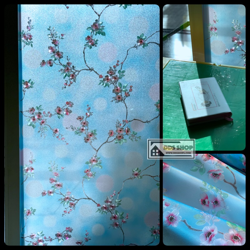 PVC สูญญากาศติดกระจก ซากุระ 3D Pink Blossom หน้ากว้าง 90 cm x 100cm (สั่งมากกว่า 1m ตัดยาวต่อเนื่อง)