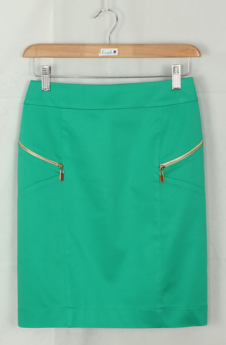 SK-118 กระโปรงแฟชั่น&ทำงาน ทรงสอบ ผ้าคอตต้อนญี่ปุ่นผสมสเปนเดกสีเขียวมิ้นท์