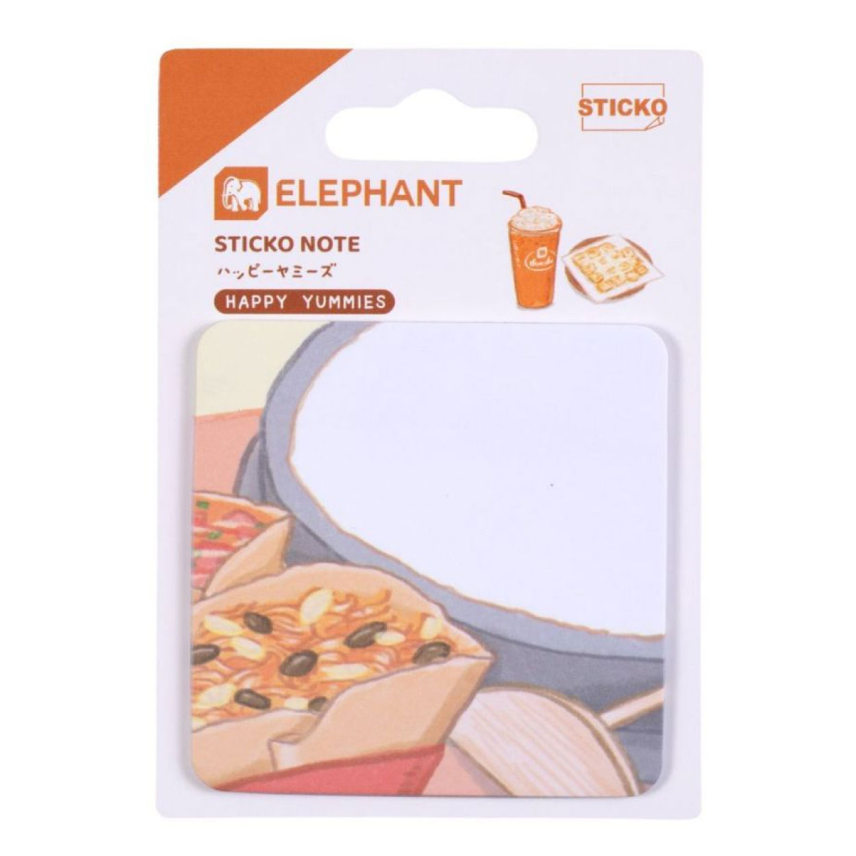 กระดาษโน๊ต โพสอิท Sticko Note ชนิดกาวในตัว ตราช้าง Elephant ลาย HAPPY YUMMIES