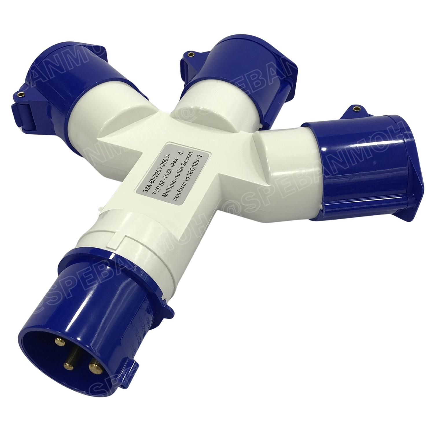 PP-1023 / SF-1023 พาวเวอร์ปลั๊ก 3ทาง 3ขา 32A 220V 2P+E IP44 ผู้1 เมีย3 Line + Neutral + Ground พาเวอร์ปลั๊ก 32แอมป์ ปลั๊กไฟสนาม POWER PLUG MULTIPLE-OUTLET SOCKET ปลั๊กพาวเวอร์สามทาง เข้า 1 ออก 3 2P+E 32A 220VAC ปลั๊กอุตสาหกรรม ปลั๊กพาวเวอร์สามทาง