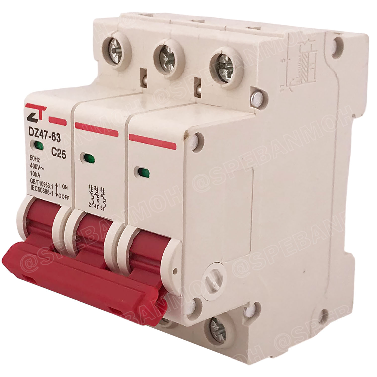 DZ47-63-3P 25A เบรกเกอร์เมน ยึดรางปีกนก 3P 25A AC Circuit Breaker เบรกเกอร์ตัดไฟเกิน 3โพล 25แอมป์ คัดเอาท์ ป้องกันกระแสเกิน Overload ป้องกันการลัดวงจร Short circuit เบรกเกอร์ตัดไฟ เบรกเกอร์ลูกย่อย Ac Circuit Breaker ไฟบ้าน 230V/400V AC มินิเซอกิตเบรก