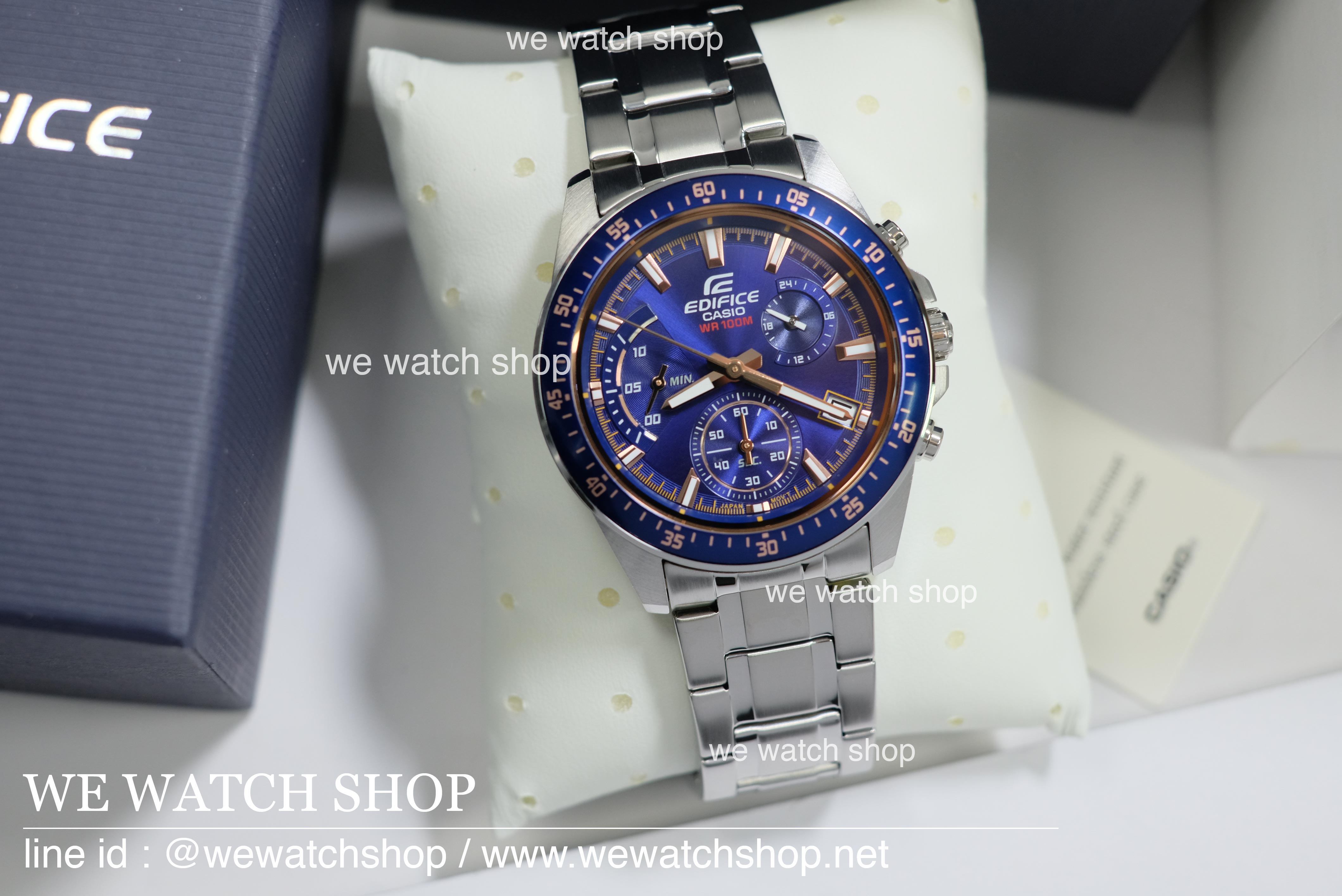 CASIO EDIFICE รุ่น EFV-540D-2AVDF สายสแตนเลส สีเงิน จอน้ำเงิน สินค้าใหม่ ของแท้ รับประกันศูนย์ CMG