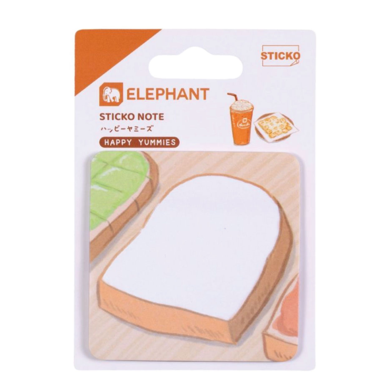 กระดาษโน๊ต โพสอิท Sticko Note ชนิดกาวในตัว ตราช้าง Elephant ลาย HAPPY YUMMIES