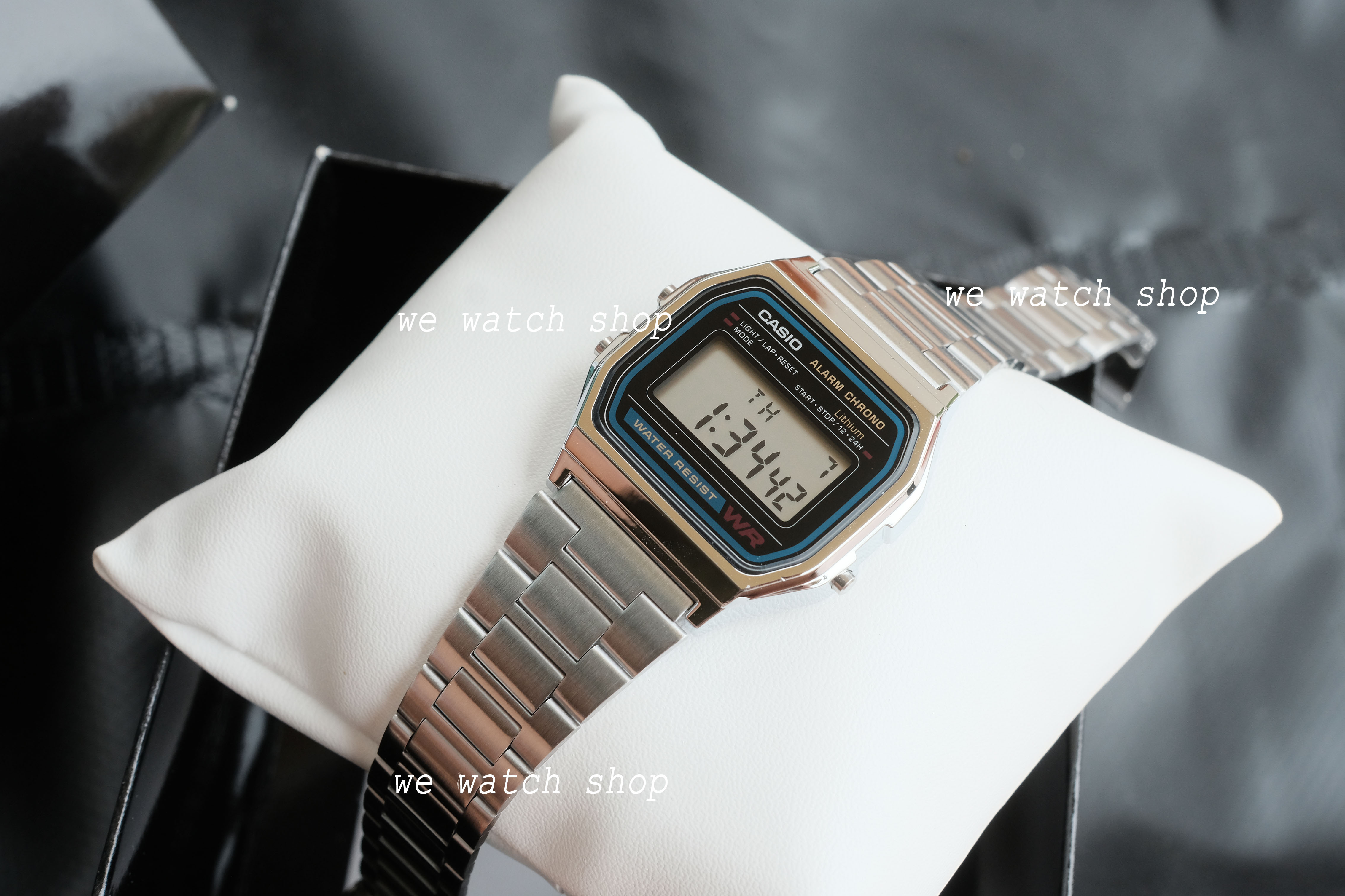 CASIO Classic รุ่น A158WA-1DF สีเงิน สายสแตนเลส สินค้าของเเท้ รับประกันศูนย์ CMG