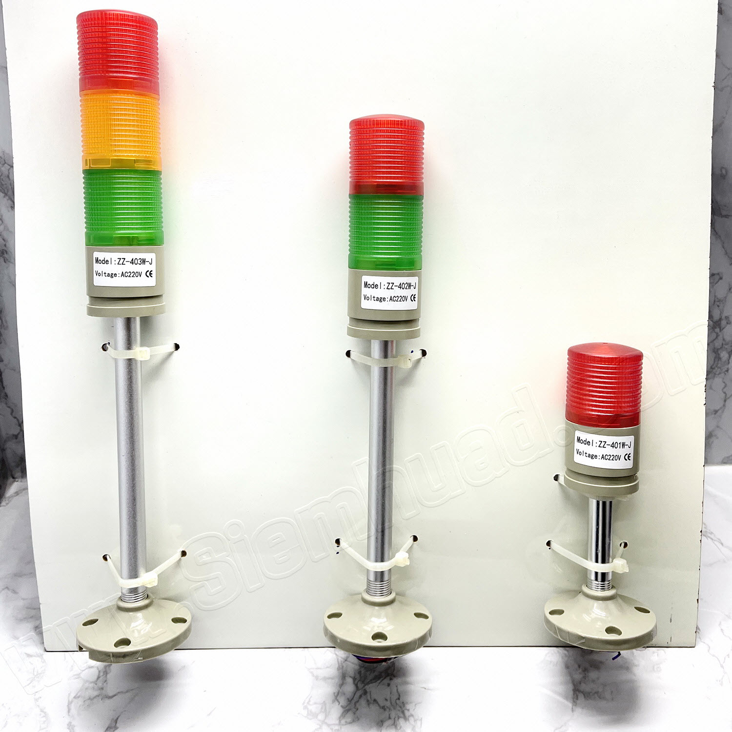 ไฟกระพริบยอดเสากันน้ำ แสง LED และ เสียง Multi-Level Warning Light with Buzzer and LED Light Alarm (Waterproof and Dustproof) ZZ-401W-J, ZZ-402W-J, ZZ-403W-J,