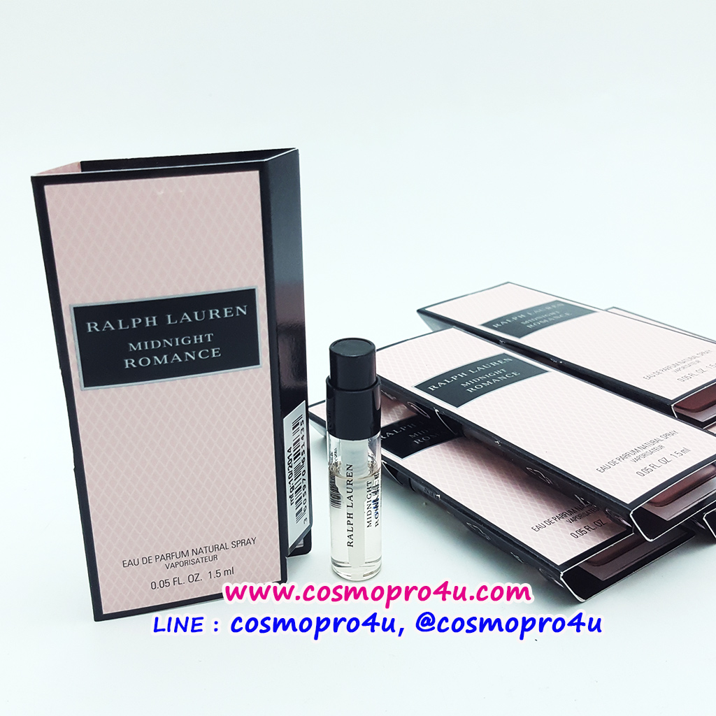 น้ำหอม RALPH LAUREN Midnight Romance EDP หลอด 1.5ml ราล์ฟลอเรน มิดไนท์ โรแมนซ์ กลิ่นหอมเย้ายวน แต่แฝงด้วยความอ่อนหวาน สำหรับผู้หญิง